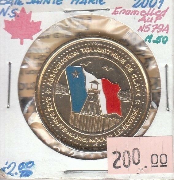 Baie Sainte-Marie Nova Scotia Canada - Trade Dollar - 2001 Enameled Gold Plated