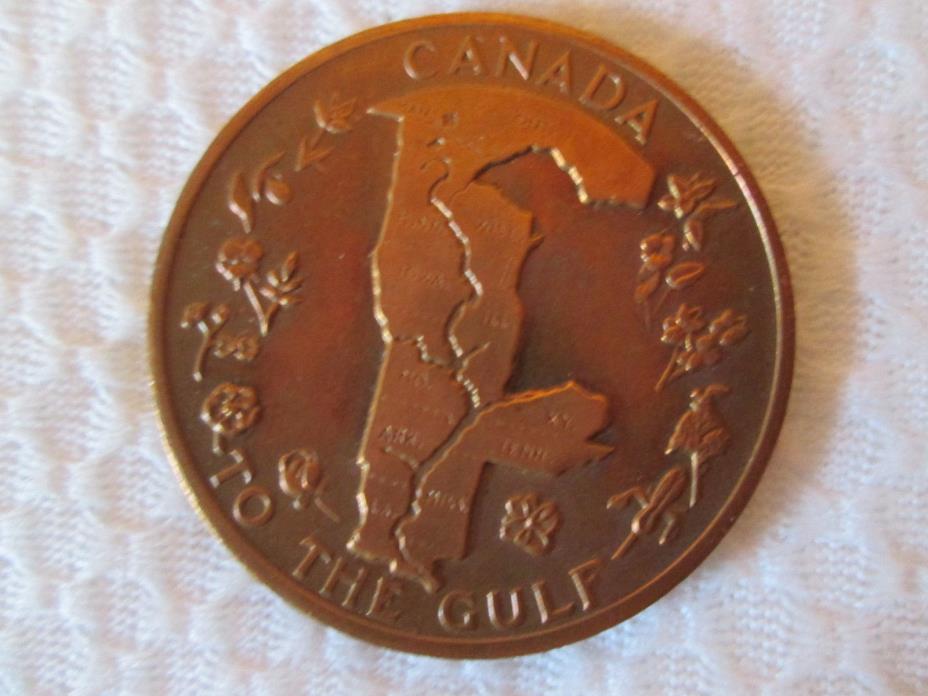 Vintage Mississippi River  Parkway 1970 Canada to the Gulf  Medallion  Coin