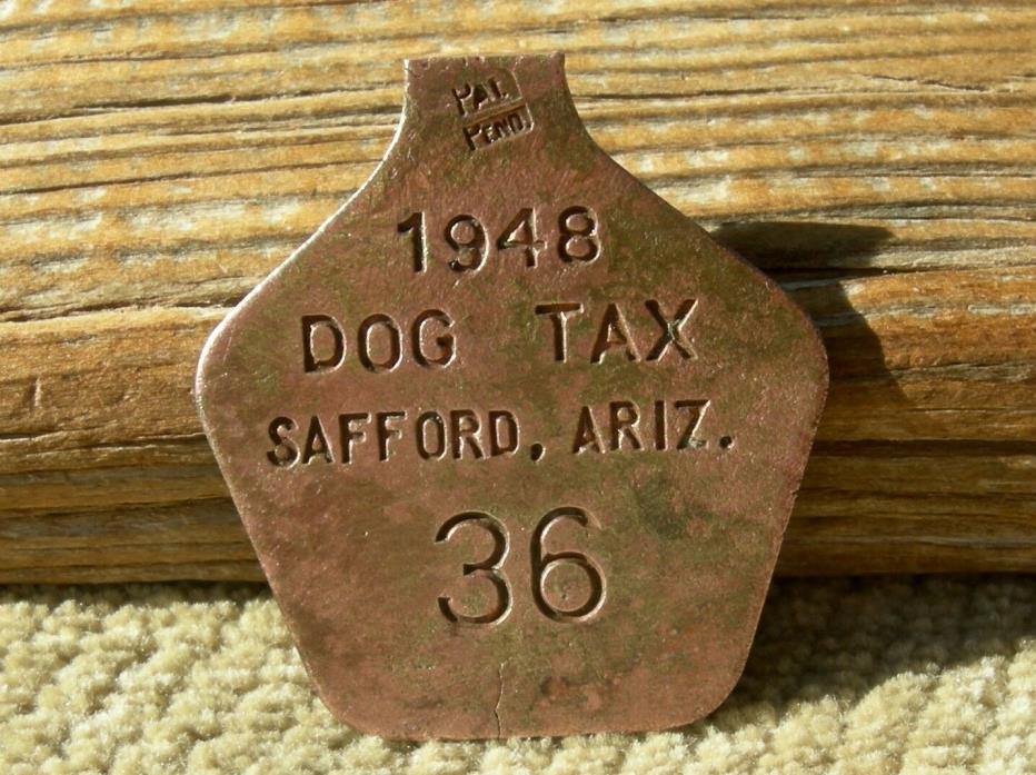ca 1948 SAFFORD, ARIZONA AZ (GRAHAM CO) LOW #36 CANINE DOG LICENSE TAX TAG OLD
