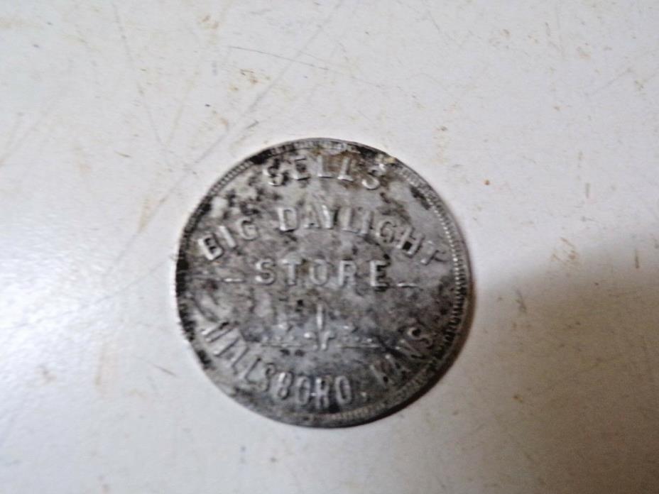 Old $1. Trade Token Sell's Daylight Store Hillsboro Kansas