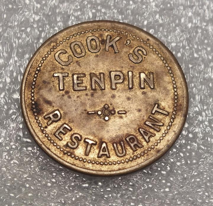 VINTAGE-COOK'S TENPIN RESTAURANT-GOOD FOR 25 CENTS IN TRADE-COLUMBIA CITY,IND.