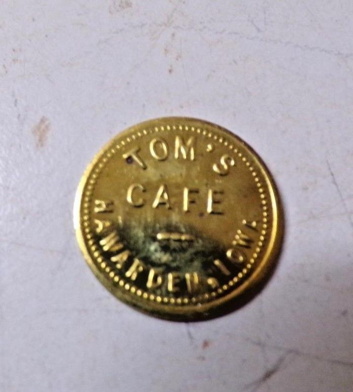 Old Trade Token Tom's Cafe Hawarden Iowa 5 cents