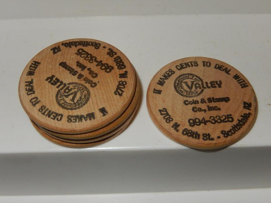 5 Valley Coin & Stamps Wooden Money Collector chips tokens coin Scottsdale AZ