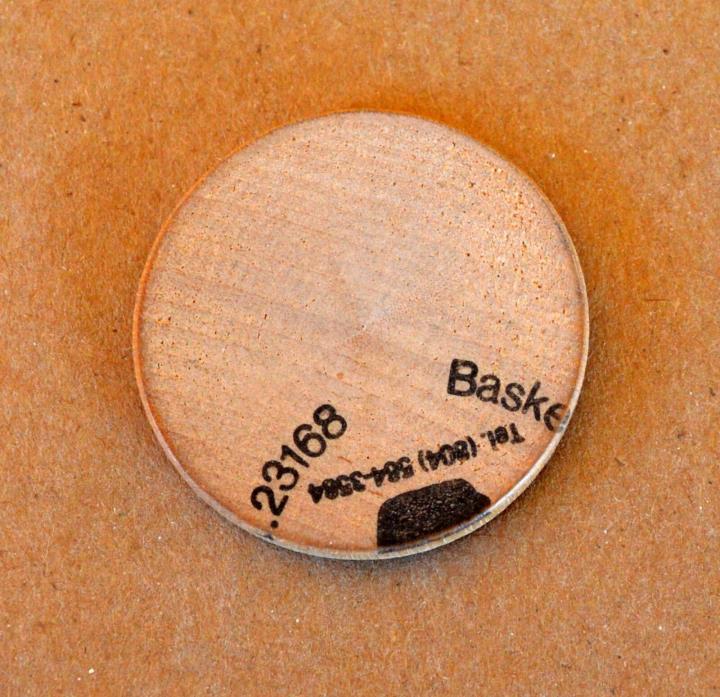 Vintage MISPRINTED Wooden Nickel “23168  Baske Tel. (804) 464-3564”