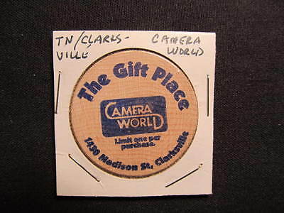 Clarksville, Tennessee Wooden Nickel token - Camera World Wooden $1 Off Token