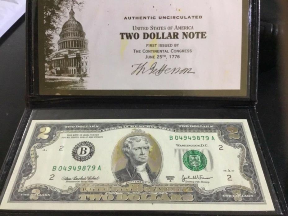 $2 Two 2003 New York  Dollar Bill Silver Plated World Reserve Monetary Exchange