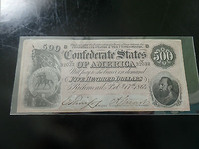 1864 T-64 $500 CSA Conderate States of America Note 32032 Stunning Shape!