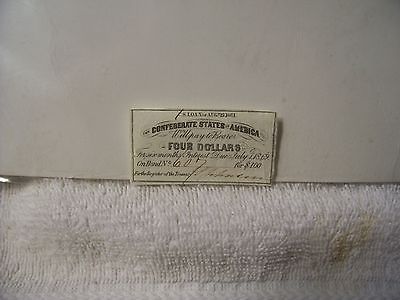 Authentic Confederate 4 Dollars Bond Coupon Came from a $100 bond 1861