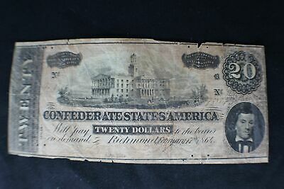 1864 Confederate States of American Twenty Dollar Bill