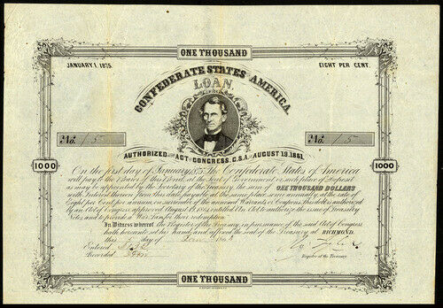 Confederate One Thousand Dollar Bond
