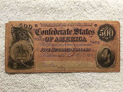 1864 $500 Confederate Note