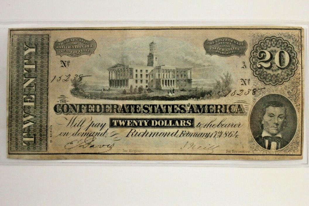 1864 Confederate $20 Bill