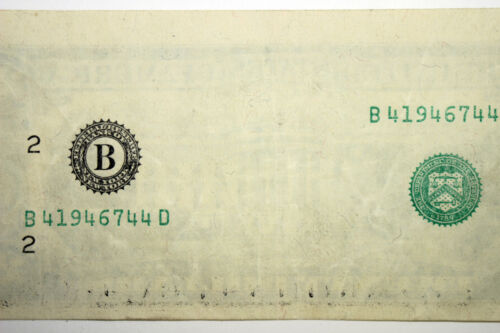 $20.00 Federal Reserve Note Missing Second Print Error Extra Fine (B41946744D)
