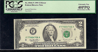$2.00 Solvent Smear Error, FR# 1936-F, Federal Reserve Note, PCGS Certified!