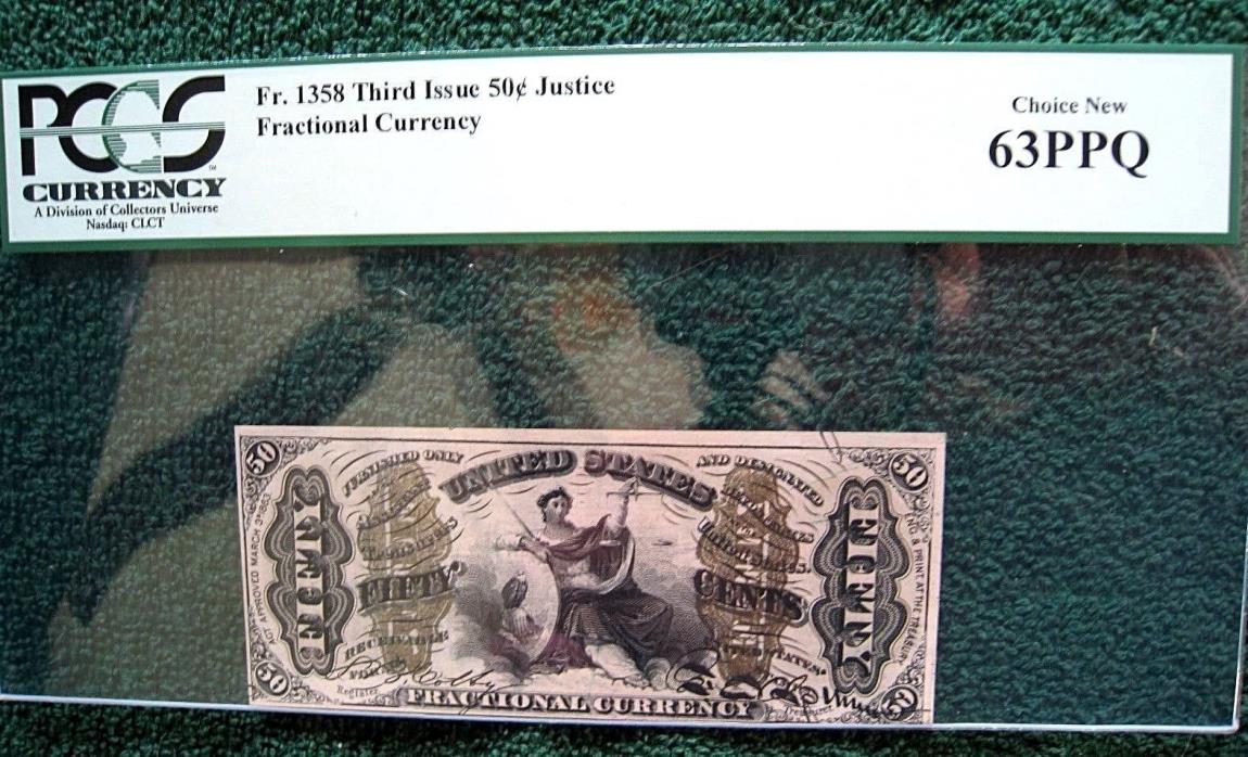 Fr#1358  Third Issue  50cent  3rd Issue PCGS 63PPQ...Low start Price !!!!!