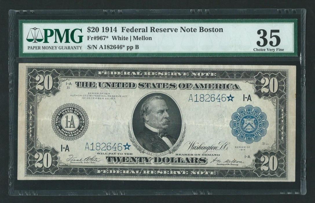 (ONE KNOWN) FR#967* 1914 $20 FEDERAL RESERVE NOTE OF BOSTON 