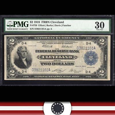 1918 $2 CLEVELAND FRBN *BATTLESHIP* PMG 30  Fr 759    D3821161A