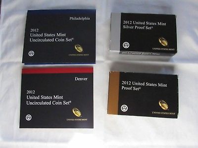 2012 U.S. Mint Silver Proof, Clad Proof, and P & D Mint Sets, 56 coins