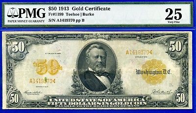 *Crazy Rare FR-1199 1913 $50 (( Gold Certificate )) PMG Very-Fine 25 # A1419370