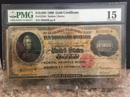 1900 $10,000 Gold Note Certificate PMG 15 Choice Fine!