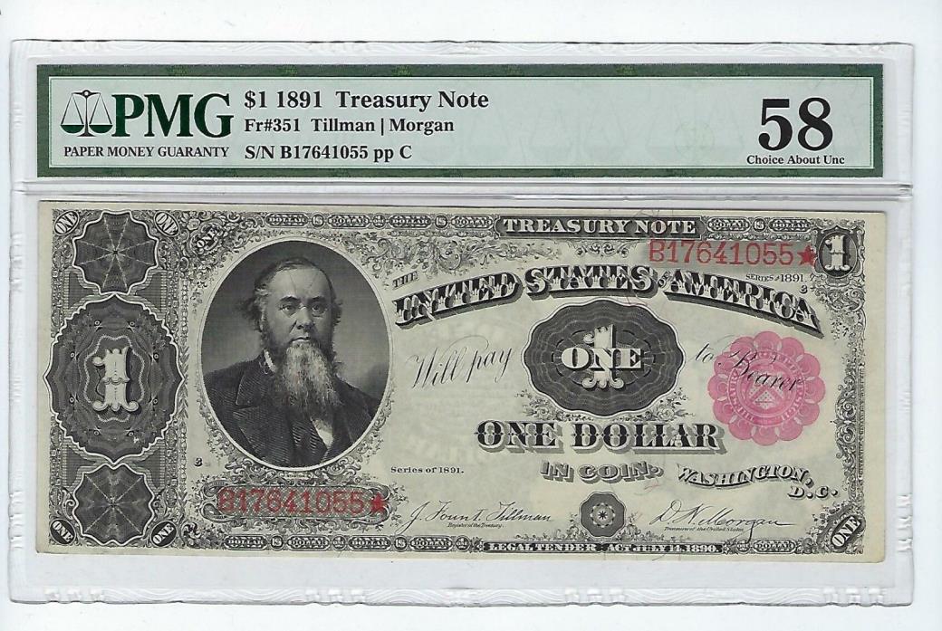 FR. 351 1891 $1 ONE DOLLAR LARGE SIZE 