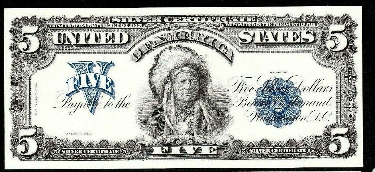 Proof Print or Intaglio by  BEP  Face of 1899 $5 Silver Certificate