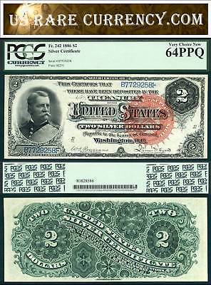 1886 $2 Silver Certificate Hancock Note FR-242 PCGS CU64PPQ