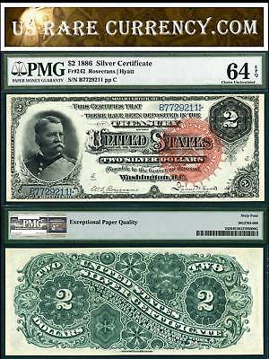 1886 $2 Silver Certificate Hancock Note FR-242 PMG CU64EPQ