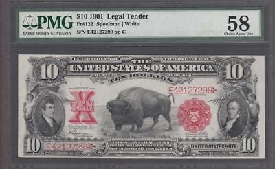 FR. # 122 1901 $10 SILVER CERTIFICATE PMG-58 CHOICE.