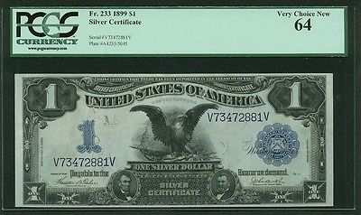 1899 $1 SILVER CERTIFICATE BLACK EAGLE FR-233 CERTIFIED 
