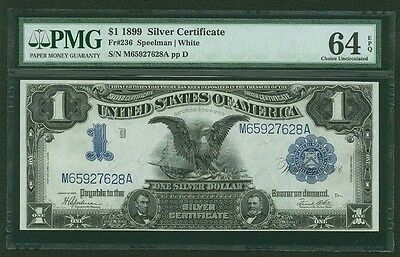 1899 $1 SILVER CERTIFICATE, BLACK EAGLE FR-236 PMG CERTIFIED UNCIRCULATED-64-EPQ