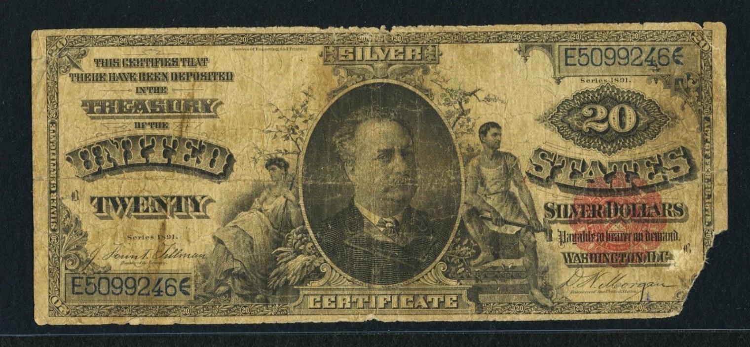 1891 $20 Silver Certificate FR 318 Very Good + Free Bonus