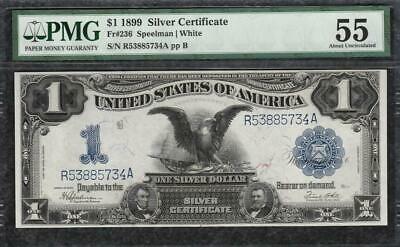 *BLACK EAGLE* 1899 $1 Silver Certificate - PMG Almost Uncirculated AU 55 - C2C