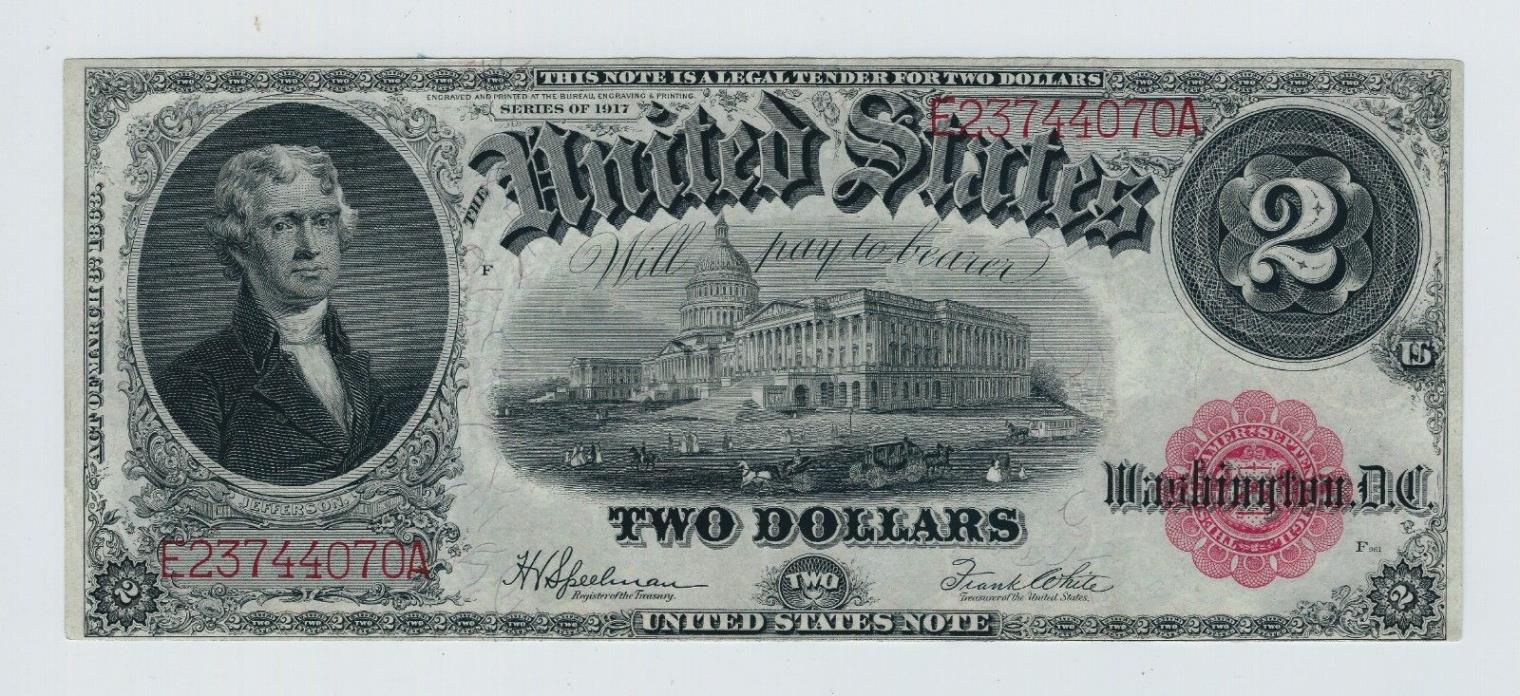 perfect beautiful note 1917 $ 2 Dollar. serial E 23744070 A usa bid only thanks