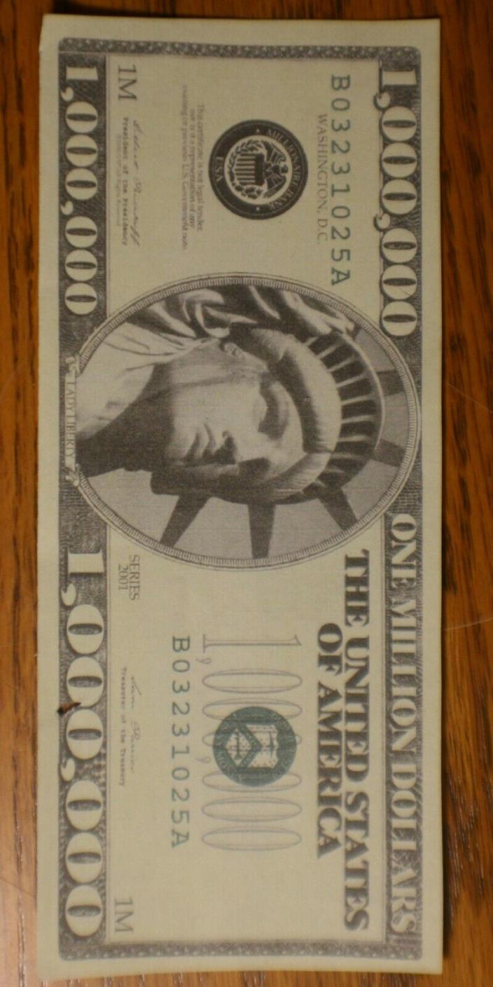 One Million Dollar Bill Us Currency (copy)