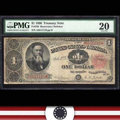 1890 $1 TREASURY NOTE  *ORNATE BACK*  PMG 20  Fr 349   A6511116