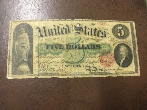 1863 $5 Legal Tender United States Note.