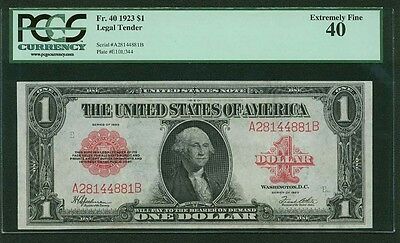 U.S. 1923  $1 LEGAL TENDER BANKNOTE FR-40 PCGS CERTIFIED, EXTREMELY FINE,  XF-40