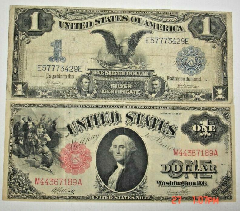 1917 $1.00 LEGAL TENDER NOTE FR38  & $1899 $1.00 SILVER  DOLLAR NOTE FR230