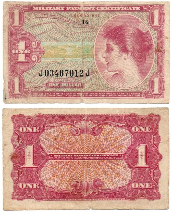 United States MPC 1 Dollar (1965) Series 641, Pick M61, Fine  *RARE*