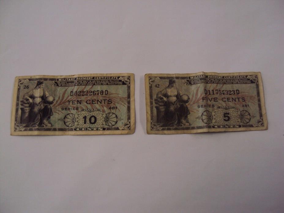 (2) US MILITARY m26, m42,,1951 5 CENT,10 Cent Military payment