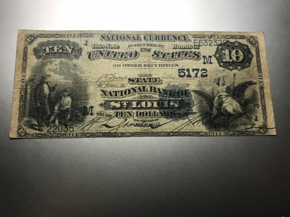 SAINT LOUIS, MISSOURI 1882 NATIONAL BANK NOTE. CHARTER 5172.