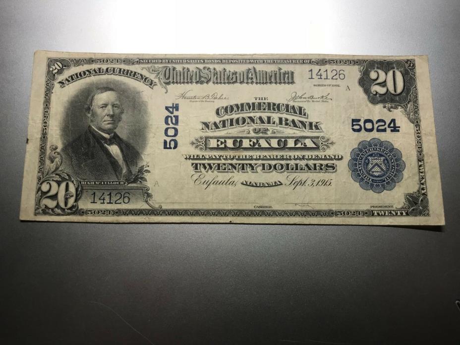 EUFAULA, ALABAMA NATIONAL BANK NOTE. CHARTER 5024.