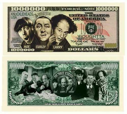 Three Stooges Novelty Million Dollar Bill 100 Lot