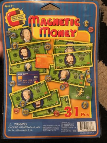 (2) 31 PIECE PLAY MONEY MAGNETS 3+ Dollar Coin Credit Card