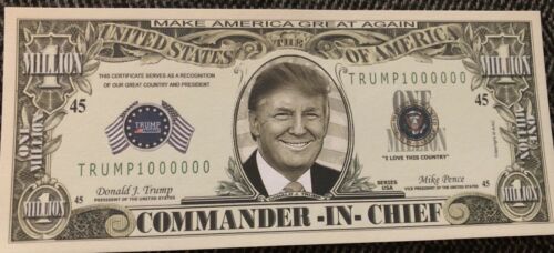 President Donald Trump Money One Million Dollar Bill Novelty TRUMP1000000 FUN!