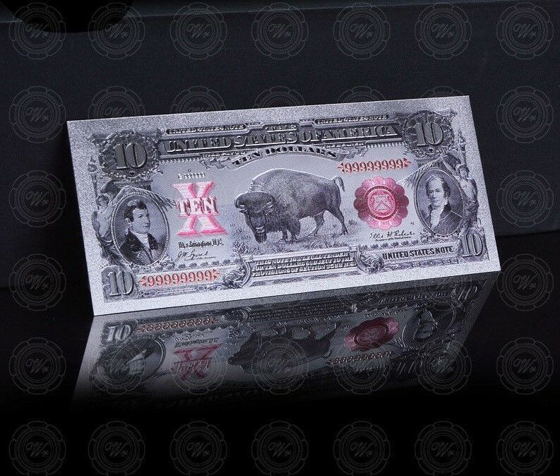 1901 $10 Dollar Bill  Bison Note~COLLECTORS BILL .999 Silver Banknote  COA Case