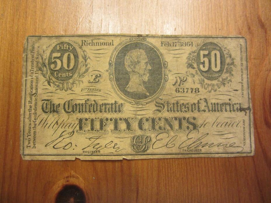 Interesting Advertising 50 cent Facsimile Confederate Note, Haller's Remedies