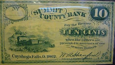 1862 Cuyahoga Falls, OH Summit County Bank .10-Cents Note  UNC