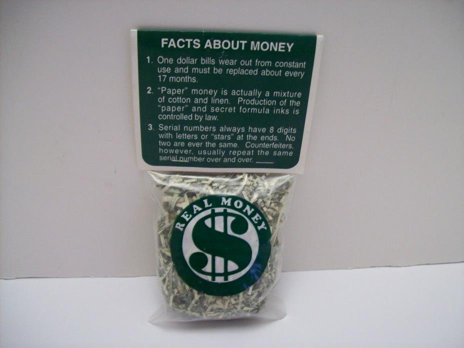 FEDERAL RESERVE BANK Small BAG OF SHREDDED BILLS MONEY CURRENCY